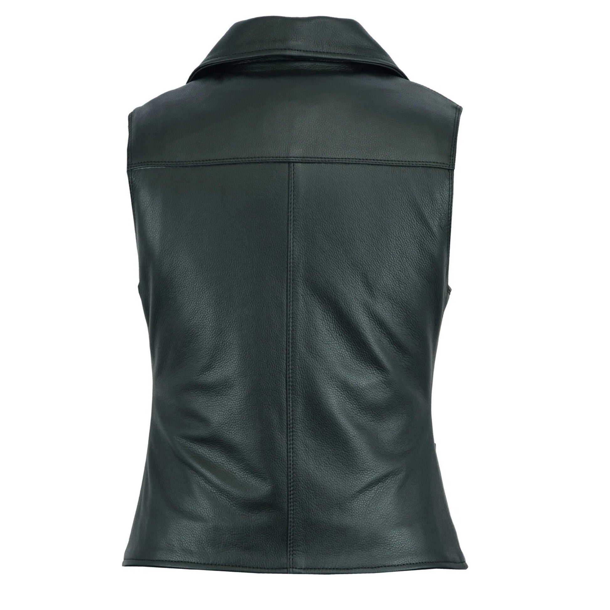 Black leather vest on a white background