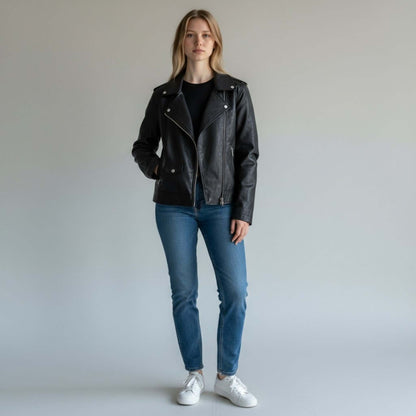 Vintage Leather Jacket for Women Retro Streetwear Look