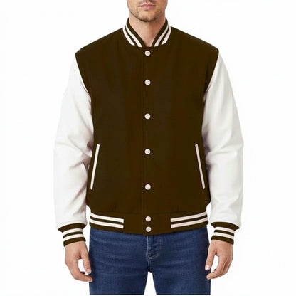 Premium All Wool Varsity Letterman Jacket with White Leather Sleeves