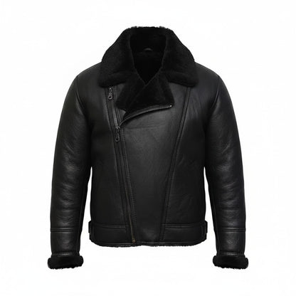 Men’s Shearling Sheepskin Aviator B3 Bomber Leather Coat