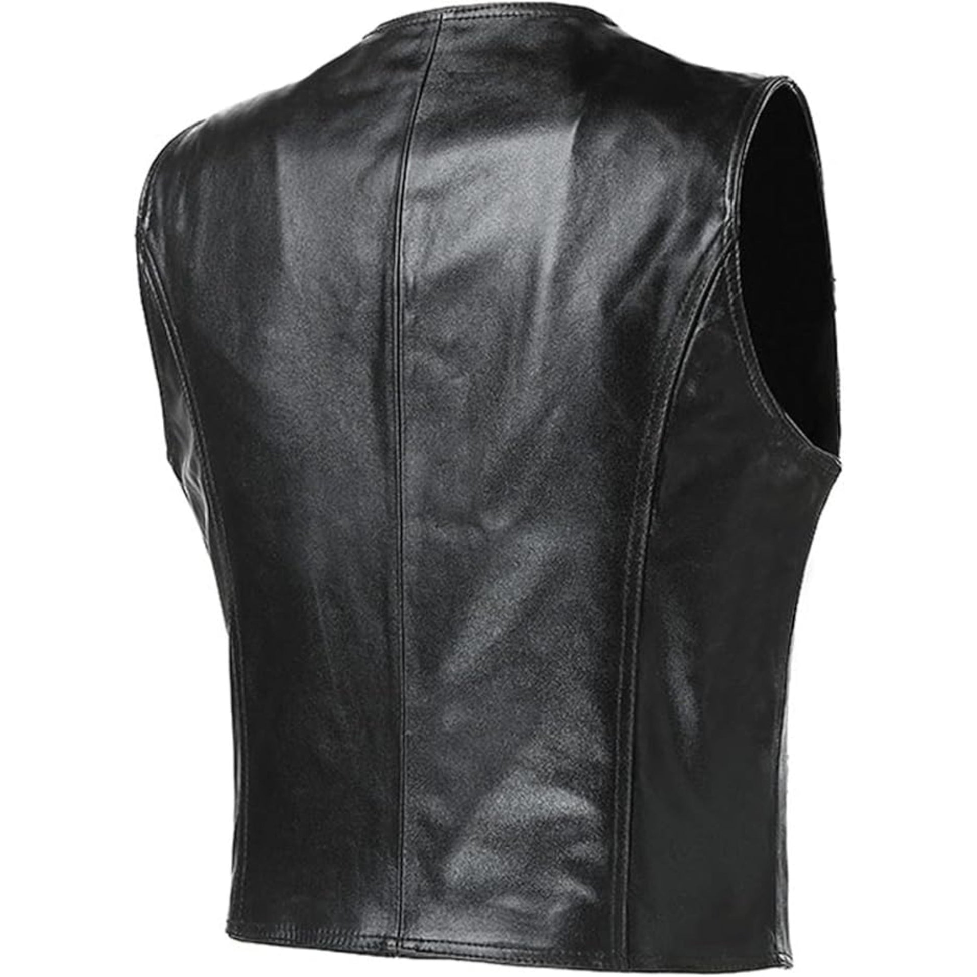 Black leather vest on a white background