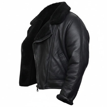 Men’s Shearling Sheepskin Aviator B3 Bomber Leather Coat