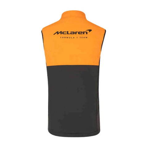 McLaren Racing Hybrid Vest Phantom 2024 Edition in orange and black, showcasing the McLaren Formula 1 Team logo.