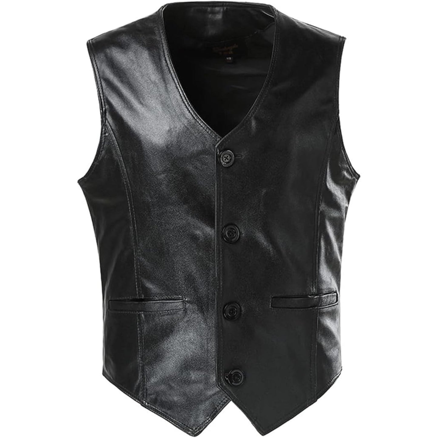 Black leather vest on a white background