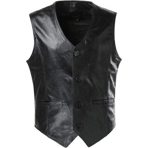 Men Auden Black Leather Vest Premium Quality & Style