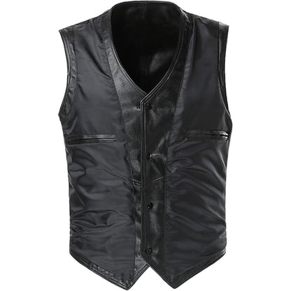 Black leather vest on a white background