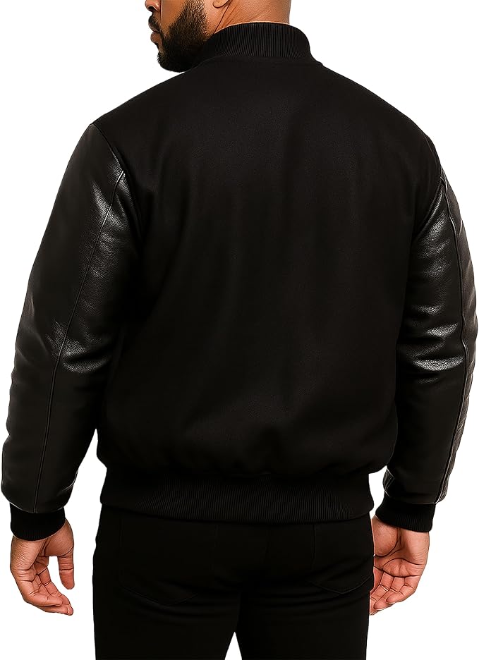 Varsity Jacket – Black Wool & Leather | Classic Collegiate Style