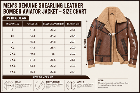 Men’s Shearling Aviator Leather Bomber Pilot Jacket