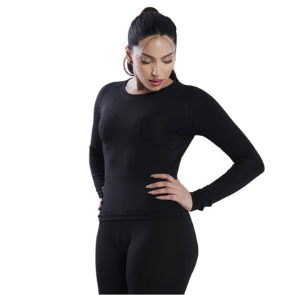 High-Performance Black Long Sleeve Tee for Women