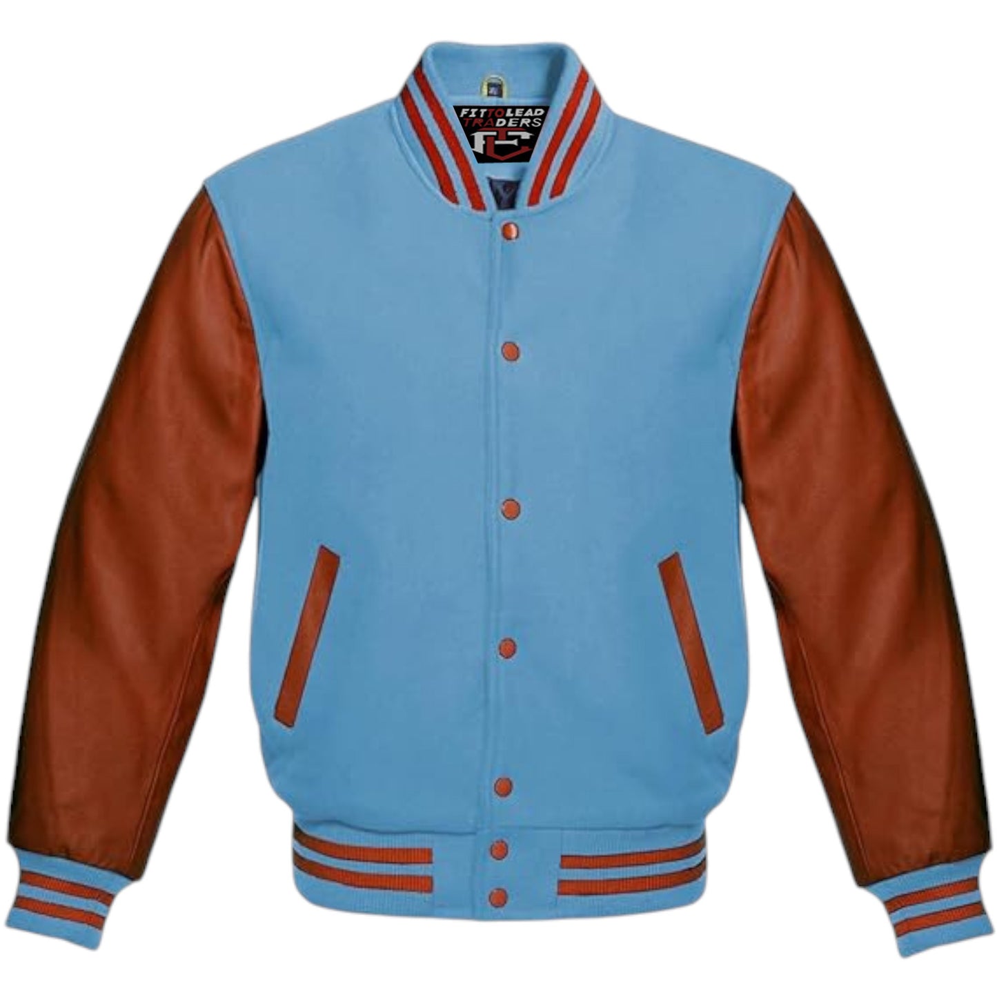 Premium Multicolor Letterman Varsity Jacket Wool Body Brown Leather
