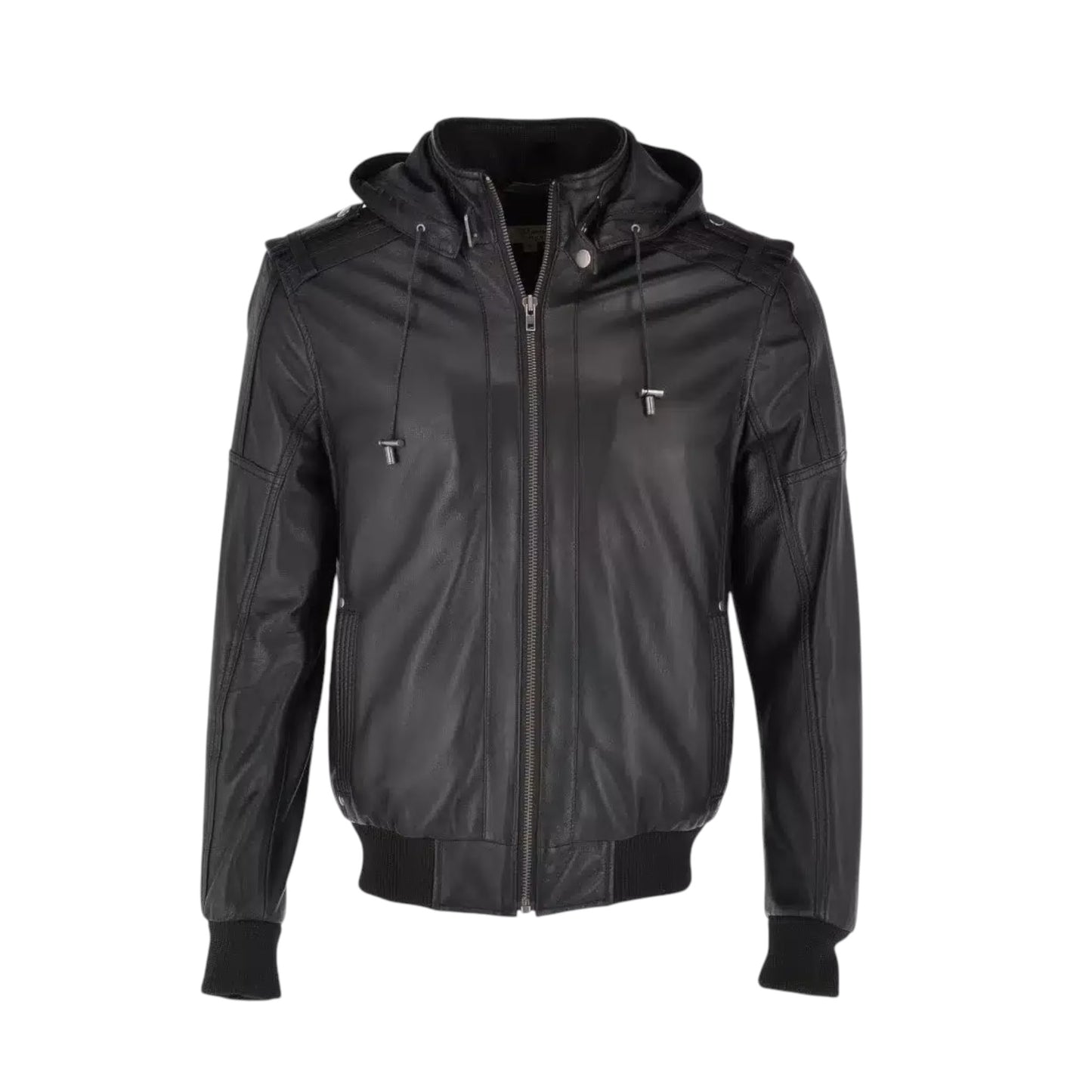 Premium Cognac Leather Hooded Blouson Jacket for Men