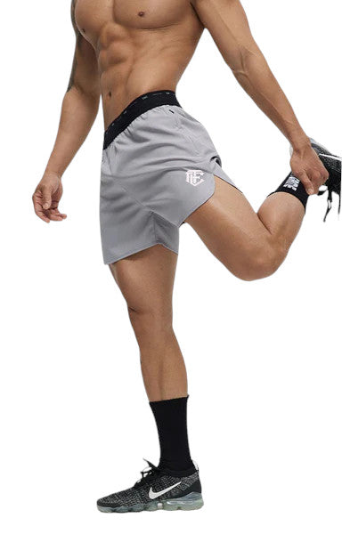 Men's Gray Athletic Shorts with Black Elastic Waistband