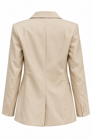 Women’s Beige Tailored Blazer – Classic Elegant Long Sleeve Jacket