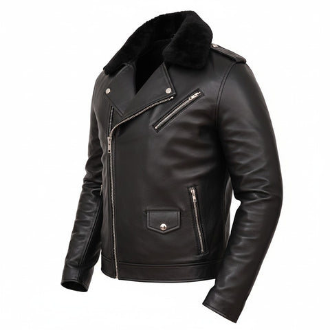 Damion Mayer Black Leather Men's Biker Motorcycle Jacket