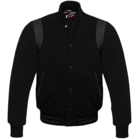 Retro Baseball Jacket Wool Body & Leather Shoulder Inserts