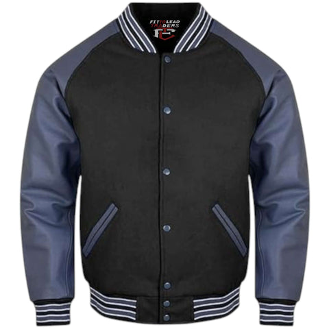 Letterman Varsity Jacket Wool Body with Grey Leather SleevesLetterman Varsity Jacket Wool Body with Grey Leather Sleeves