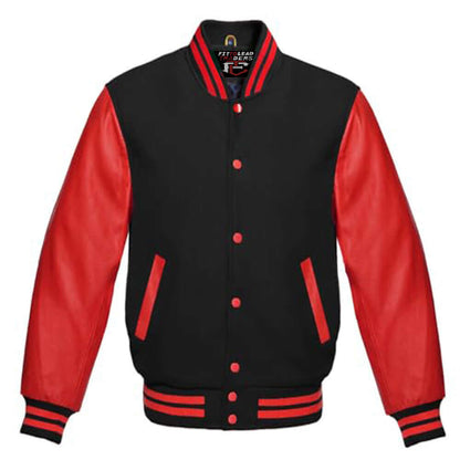 Varsity Letterman Wool Body with Red Leather Sleeves Jacket