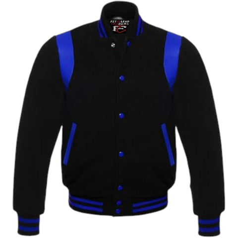 Retro Baseball Jacket Wool Body & Leather Shoulder Inserts
