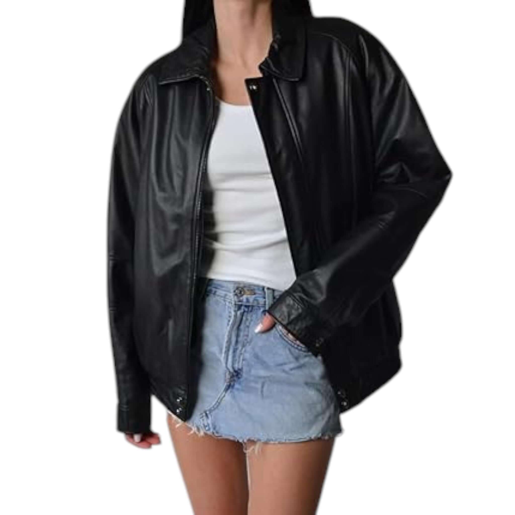 Classic Hollywood Vintage Oversized Leather Bomber Jacket