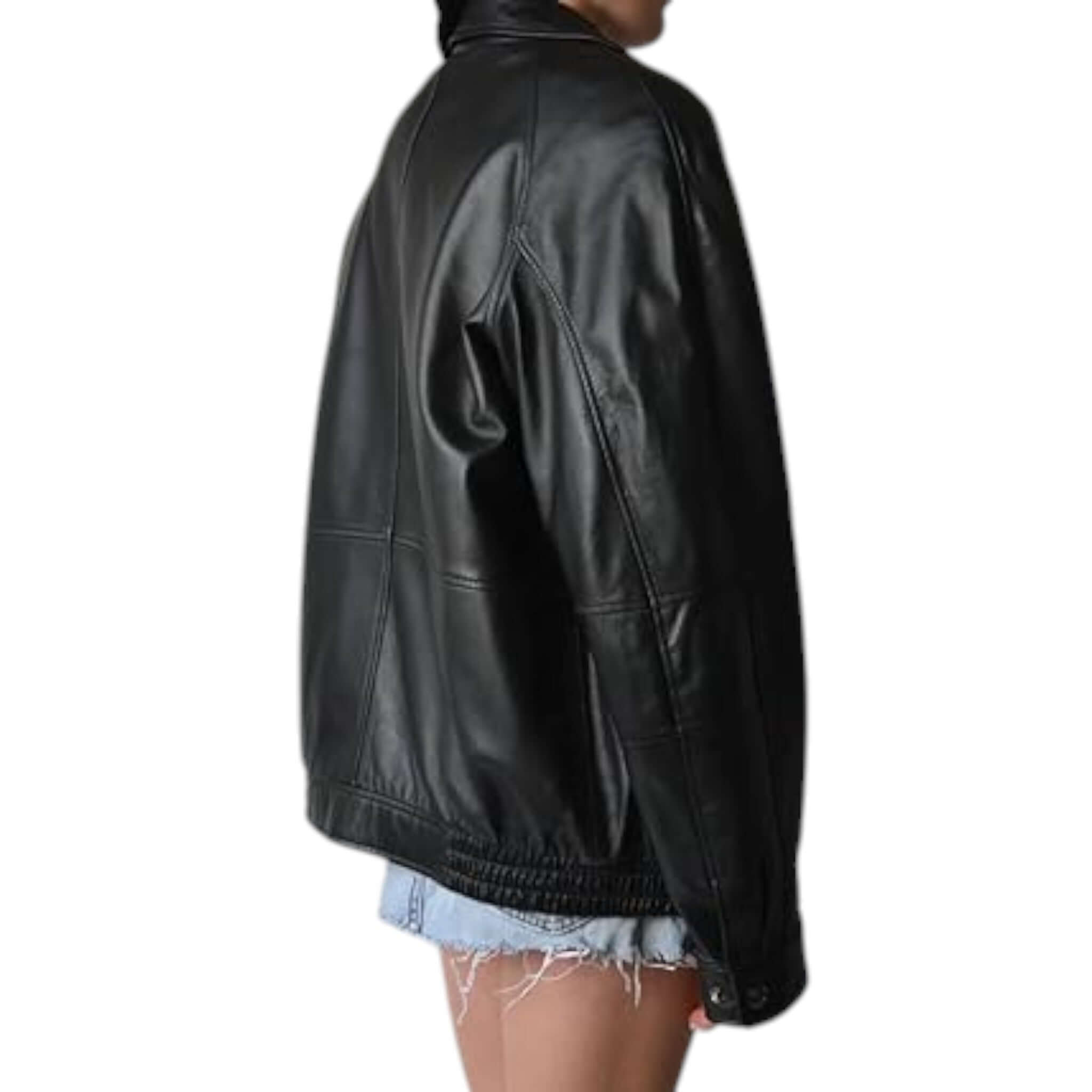 Classic Hollywood Vintage Oversized Leather Bomber Jacket