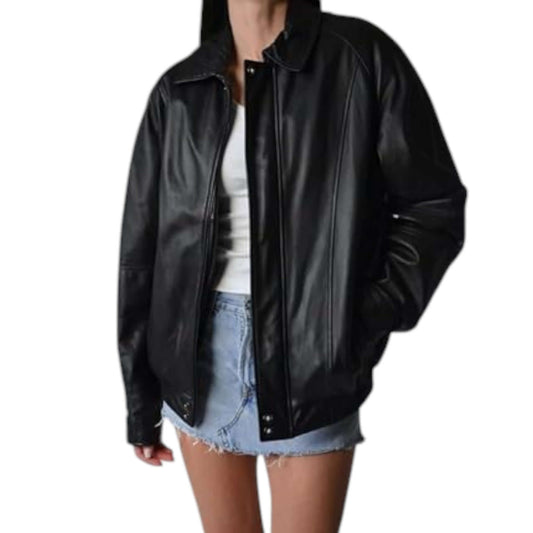 Classic Hollywood Vintage Oversized Leather Bomber Jacket