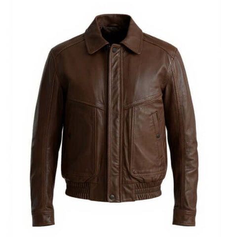 Classic Women's Vintage Brown Leather Bomber