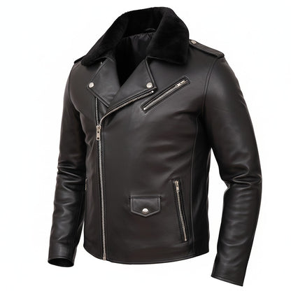 Damion Mayer Black Leather Men's Biker Motorcycle Jacket