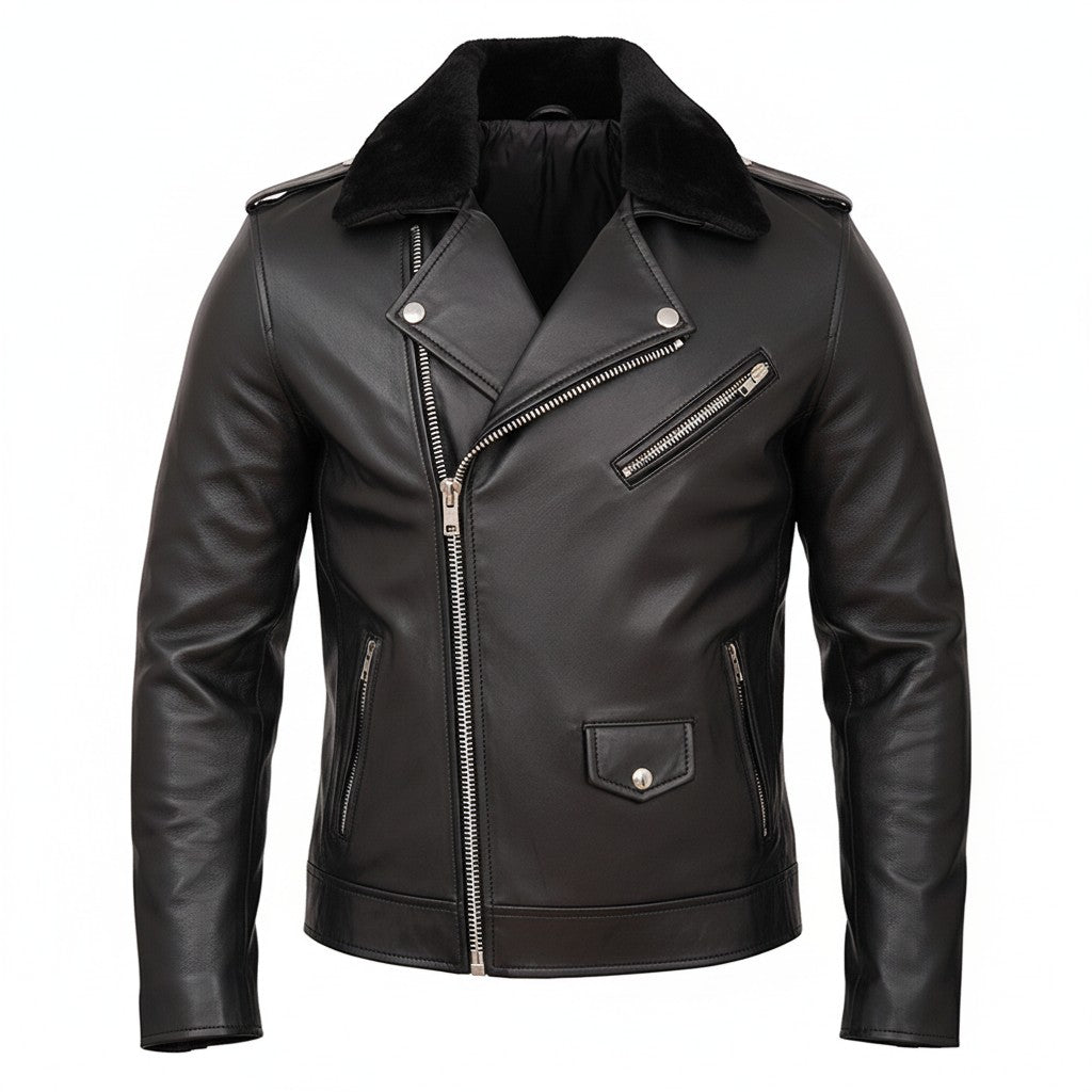 Damion Mayer Black Leather Men's Biker Motorcycle Jacket