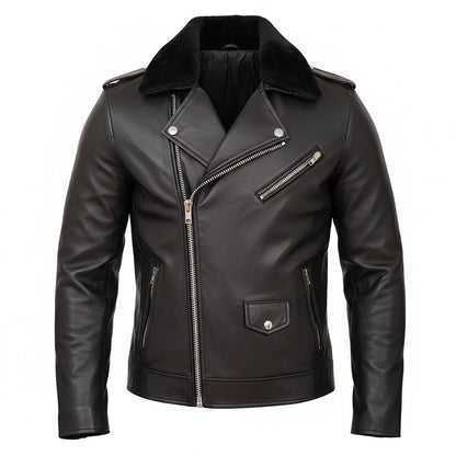 Damion Mayer Black Leather Men's Biker Motorcycle Jacket