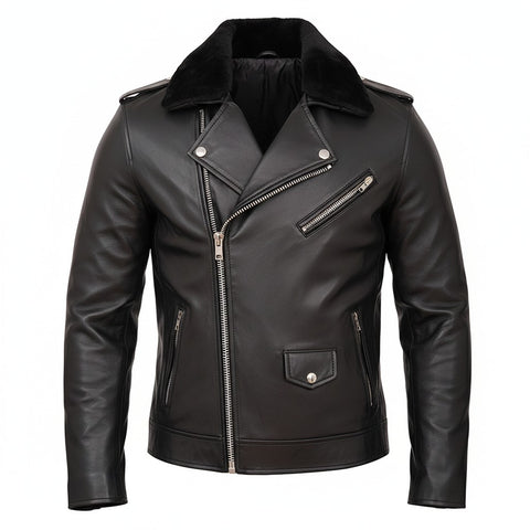 Damion Mayer Black Leather Men's Biker Motorcycle Jacket