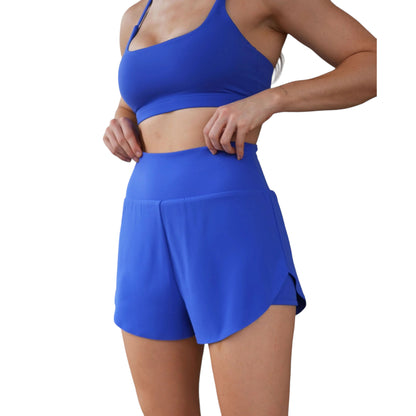 High-Waisted Blue Athletic Shorts for Women