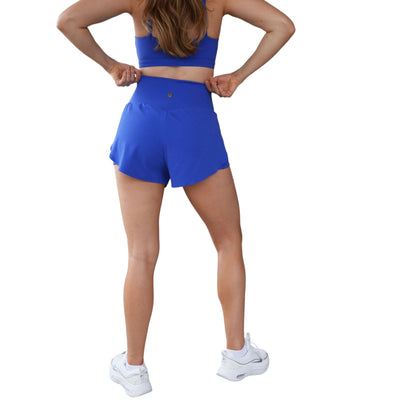 High-Waisted Blue Athletic Shorts for Women