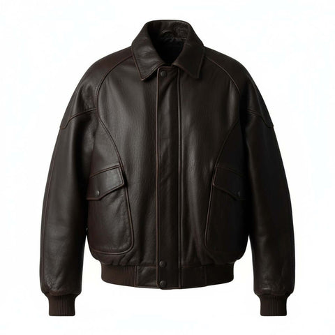 Edgy & Oversized Vintage Leather Bomber