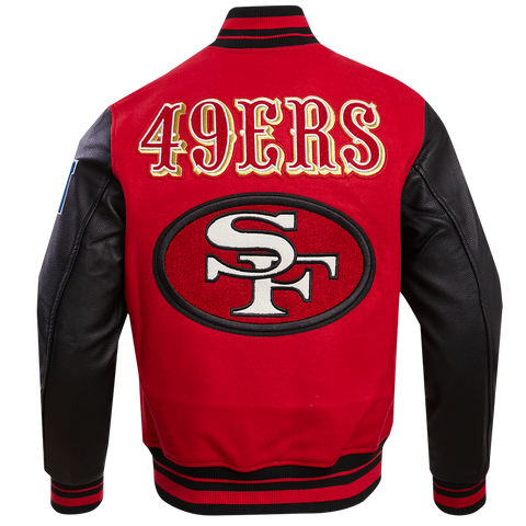 San Francisco 49ers Premium Wool Red & Black Leather Varsity Jacket