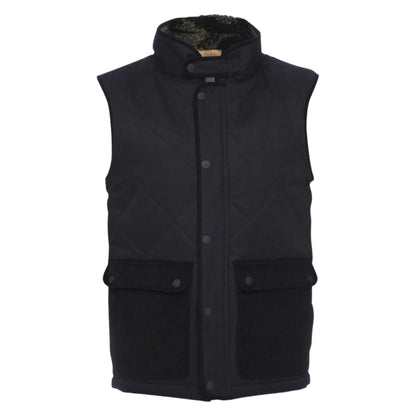 Men's Black Quilted Sleeveless Vest with High Collar and Front Pockets