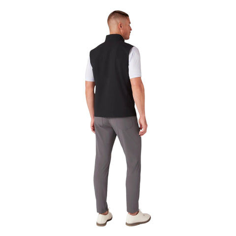 Men Light Black Sleeveless Zip-Up Vest with High Collar