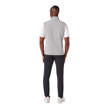 Men's Light Gray Sleeveless Zip-Up Vest with High Collar