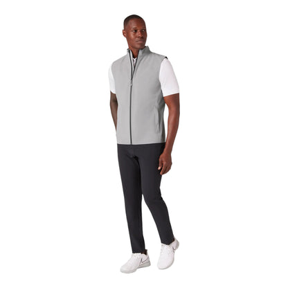 Men's Light Gray Sleeveless Zip-Up Vest with High Collar