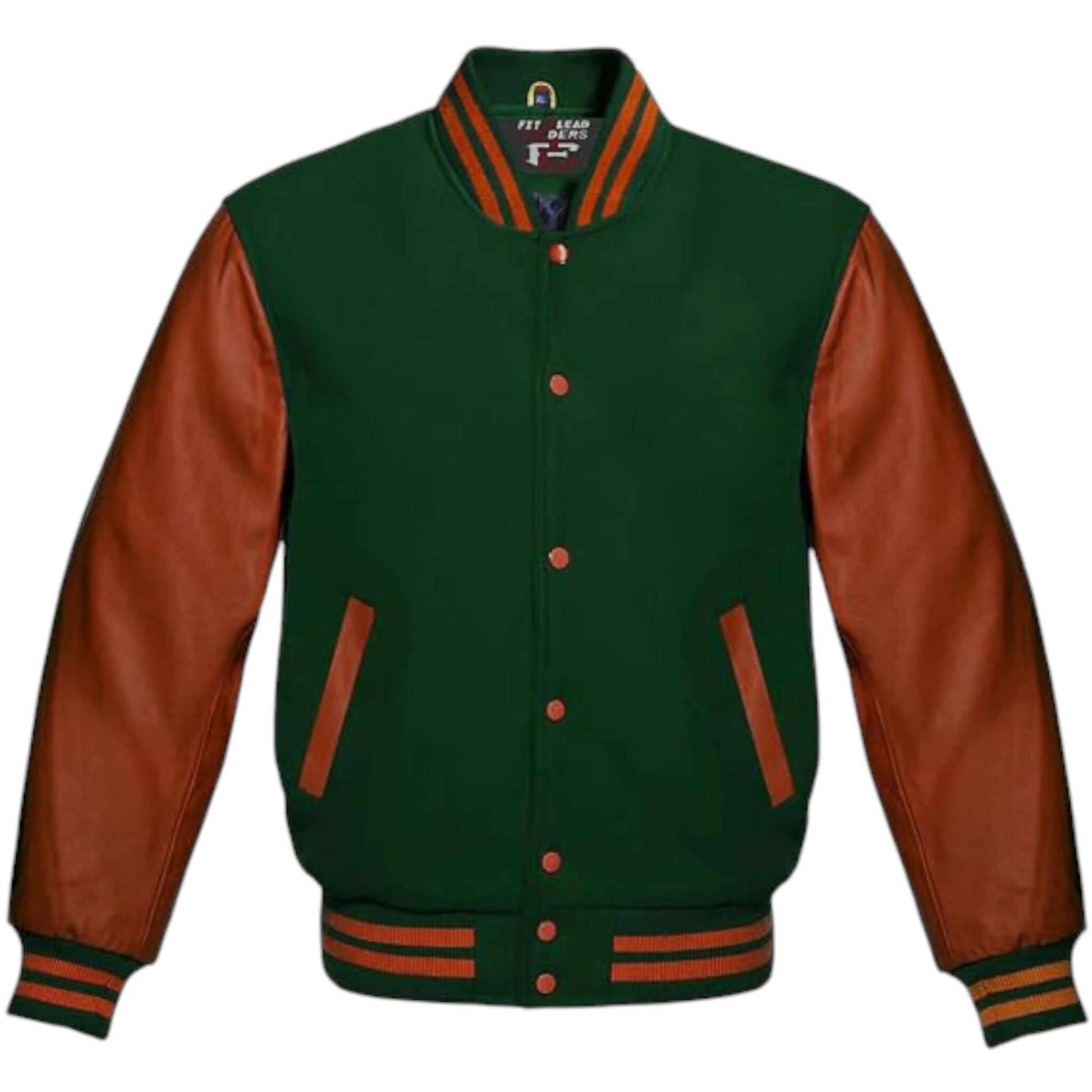 Multicolor Letterman Varsity Jacket Wool Body Brown Leather