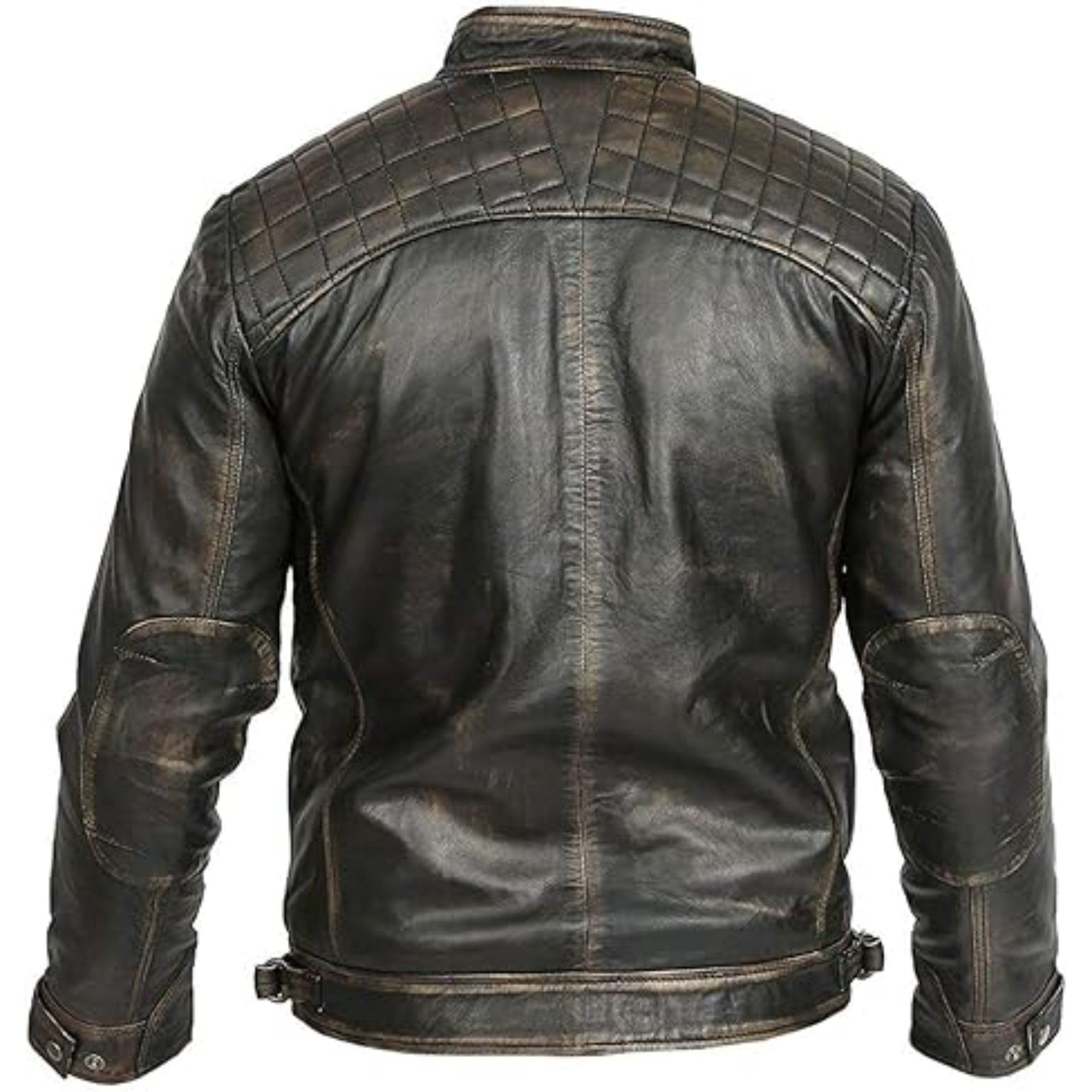Gatsby Men Distressed Brown Leather Jacket Classic Look