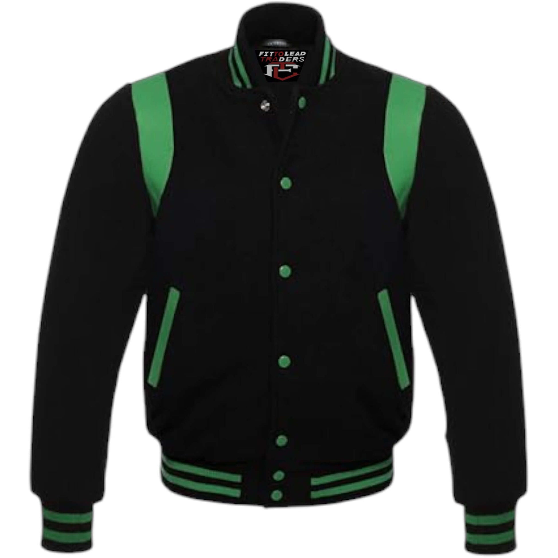 Retro Baseball Jacket Wool Body & Leather Shoulder Inserts