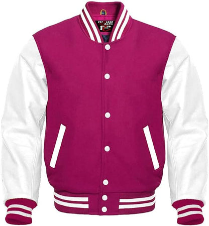 Varsity Lettermen Bomber Style All Wool & White Color Sleeves Jacket
