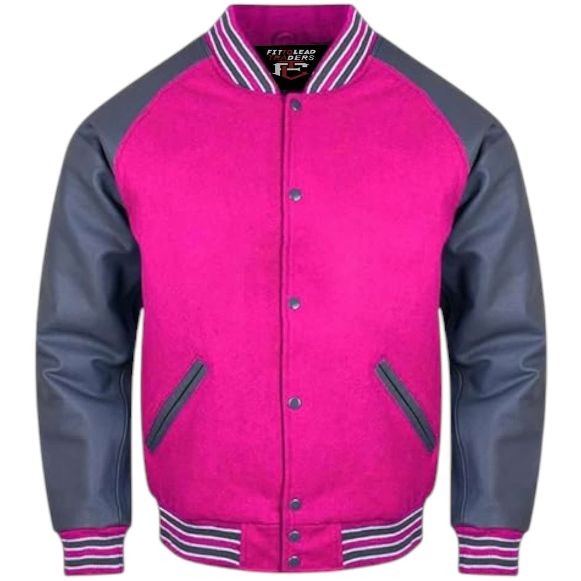 Letterman Varsity Jacket Wool Body with Grey Leather Sleeves