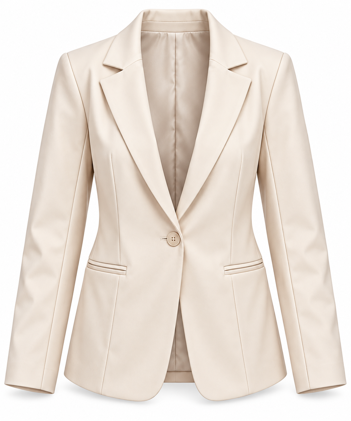 Women’s Ivory Tailored Single-Button Blazer – Classic Elegant Fit