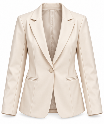 Women’s Ivory Tailored Single-Button Blazer – Classic Elegant Fit