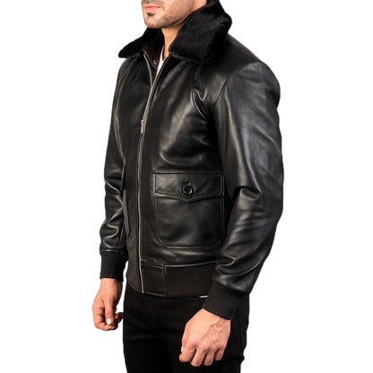 Black & White Leather Bomber Jacket: A Modern Classic