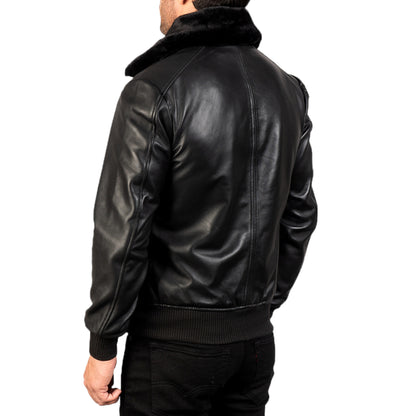 Black & White Leather Bomber Jacket: A Modern Classic