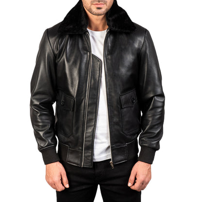 Black & White Leather Bomber Jacket: A Modern Classic