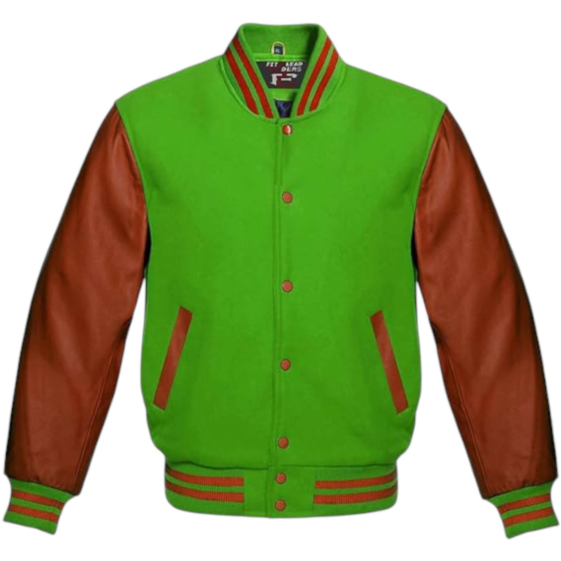 Multicolor Letterman Varsity Jacket Wool Body Brown Leather