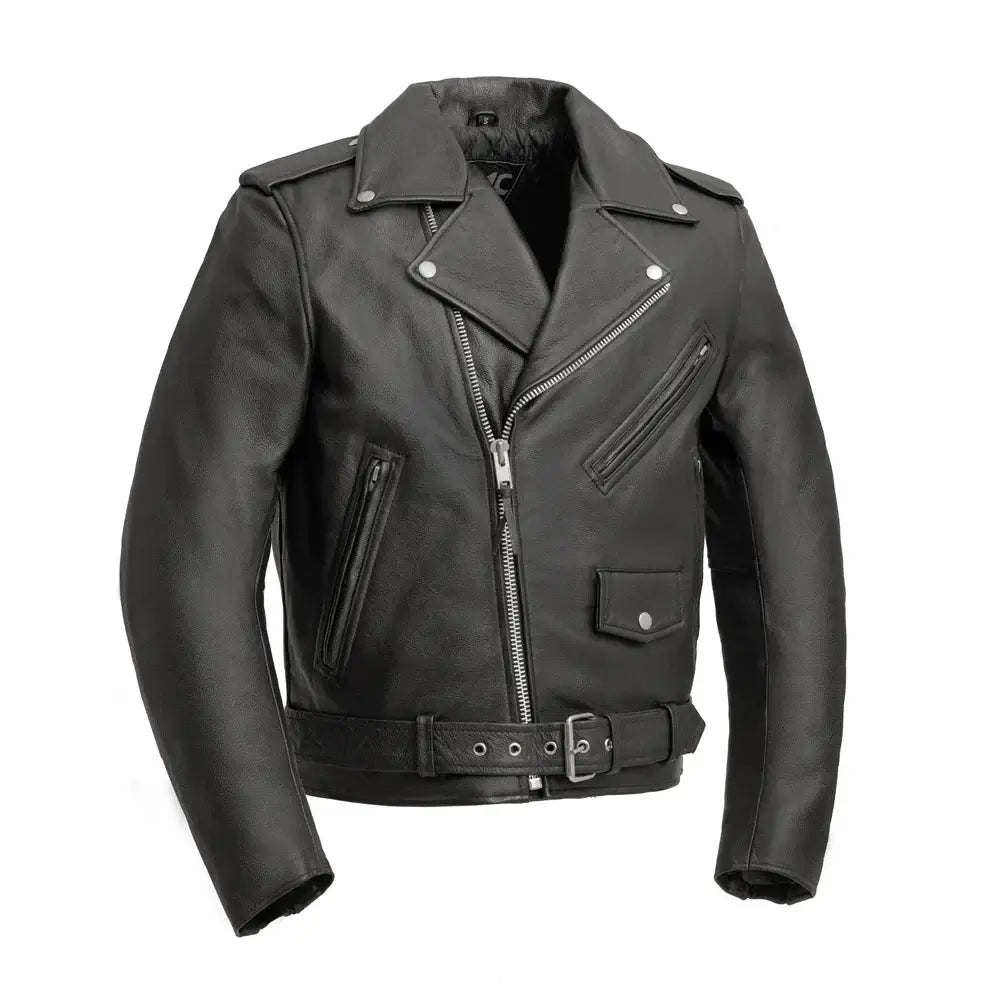 Premium Black Sheepskin Quilted Retro Rider Jacket for Men